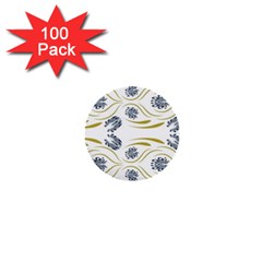 Folk Flowers Print Floral Pattern Ethnic Art 1  Mini Buttons (100 Pack)  by Eskimos