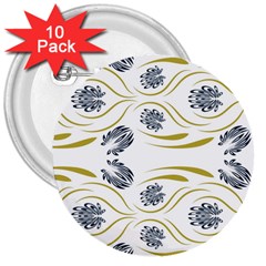 Folk Flowers Print Floral Pattern Ethnic Art 3  Buttons (10 Pack)  by Eskimos