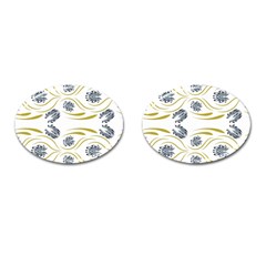 Folk Flowers Print Floral Pattern Ethnic Art Cufflinks (oval) by Eskimos