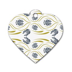 Folk Flowers Print Floral Pattern Ethnic Art Dog Tag Heart (one Side) by Eskimos