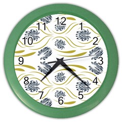 Folk Flowers Print Floral Pattern Ethnic Art Color Wall Clock by Eskimos