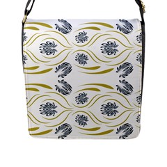 Folk Flowers Print Floral Pattern Ethnic Art Flap Closure Messenger Bag (l) by Eskimos