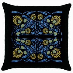 Folk Flowers Print Floral Pattern Ethnic Art Throw Pillow Case (black)