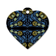 Folk Flowers Print Floral Pattern Ethnic Art Dog Tag Heart (one Side) by Eskimos