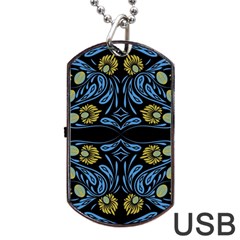 Folk Flowers Print Floral Pattern Ethnic Art Dog Tag Usb Flash (two Sides) by Eskimos