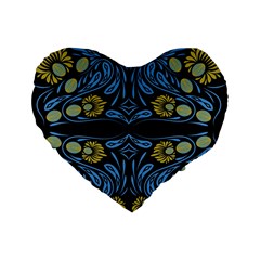 Folk Flowers Print Floral Pattern Ethnic Art Standard 16  Premium Heart Shape Cushions by Eskimos