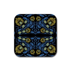 Folk Flowers Print Floral Pattern Ethnic Art Rubber Coaster (square) by Eskimos