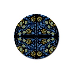 Folk Flowers Print Floral Pattern Ethnic Art Rubber Coaster (round) by Eskimos