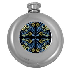 Folk Flowers Print Floral Pattern Ethnic Art Round Hip Flask (5 Oz) by Eskimos