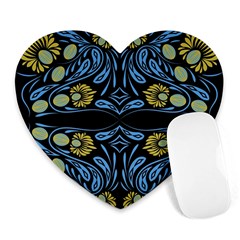 Folk Flowers Print Floral Pattern Ethnic Art Heart Mousepads by Eskimos