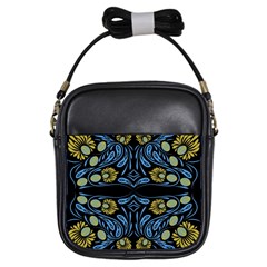 Folk Flowers Print Floral Pattern Ethnic Art Girls Sling Bag by Eskimos