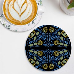 Folk Flowers Print Floral Pattern Ethnic Art Uv Print Round Tile Coaster