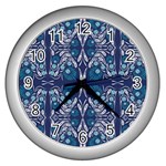 Folk flowers print Floral pattern Ethnic art Wall Clock (Silver) Front