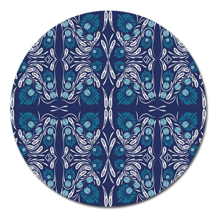 Folk flowers print Floral pattern Ethnic art Magnet 5  (Round)