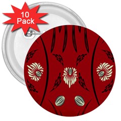 Folk Flowers Print Floral Pattern Ethnic Art 3  Buttons (10 Pack)  by Eskimos