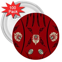 Folk Flowers Print Floral Pattern Ethnic Art 3  Buttons (100 Pack)  by Eskimos