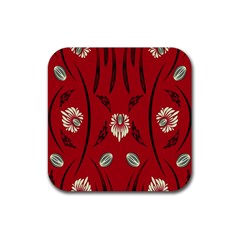 Folk Flowers Print Floral Pattern Ethnic Art Rubber Coaster (square) by Eskimos