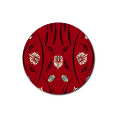 Folk Flowers Print Floral Pattern Ethnic Art Rubber Coaster (round) by Eskimos