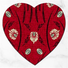 Folk Flowers Print Floral Pattern Ethnic Art Jigsaw Puzzle (heart) by Eskimos