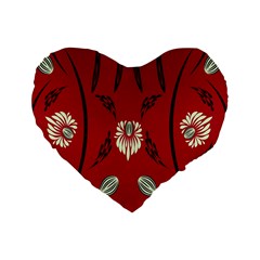 Folk Flowers Print Floral Pattern Ethnic Art Standard 16  Premium Heart Shape Cushions by Eskimos