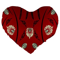 Folk Flowers Print Floral Pattern Ethnic Art Large 19  Premium Flano Heart Shape Cushions by Eskimos