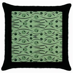 Folk Flowers Print Floral Pattern Ethnic Art Throw Pillow Case (black)