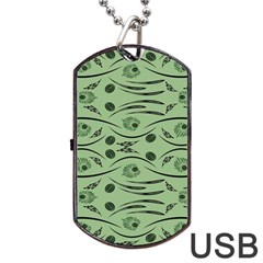 Folk Flowers Print Floral Pattern Ethnic Art Dog Tag Usb Flash (two Sides) by Eskimos