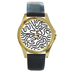 Patern Vector Round Gold Metal Watch by nate14shop