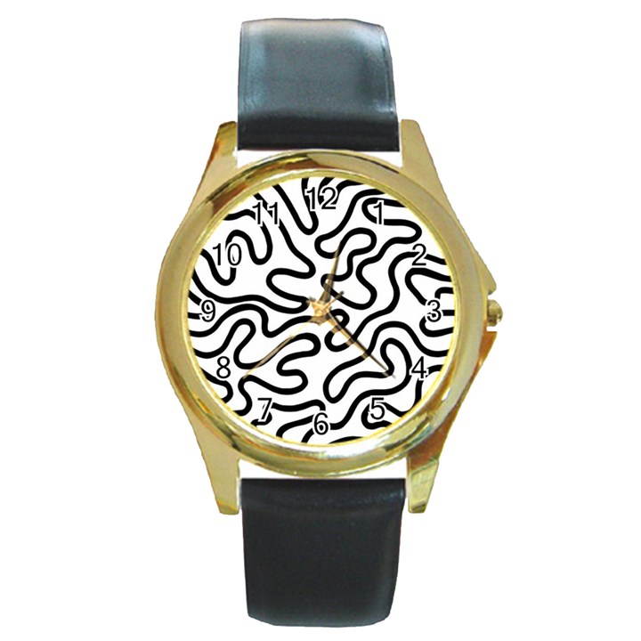 Patern Vector Round Gold Metal Watch