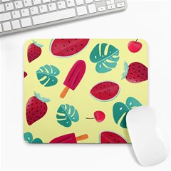 Watermelon Leaves Cherry Background Pattern Large Mousepads by nate14shop