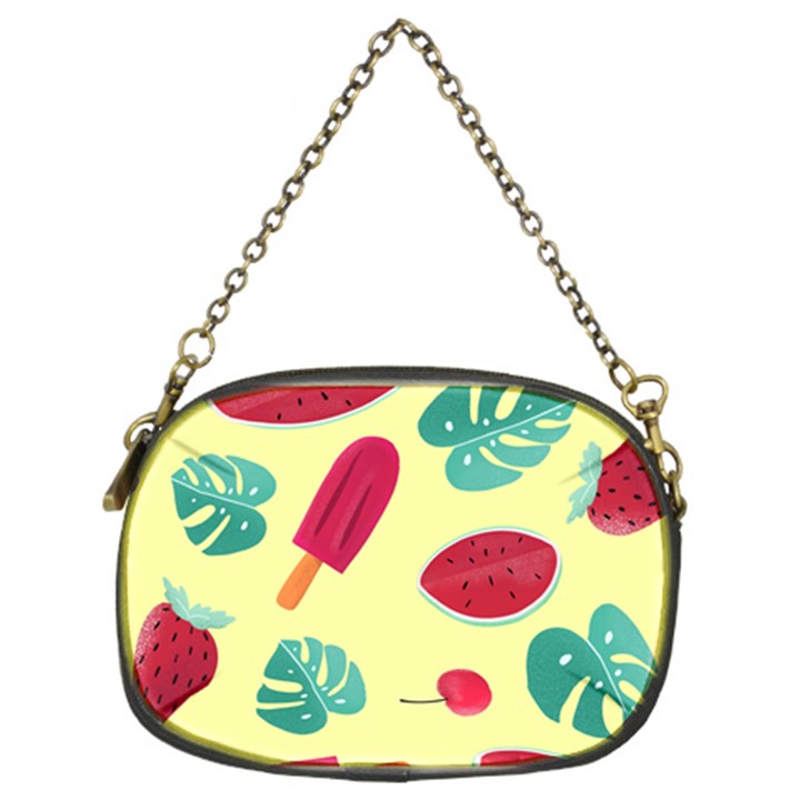 Watermelon Leaves Cherry Background Pattern Chain Purse (Two Sides)