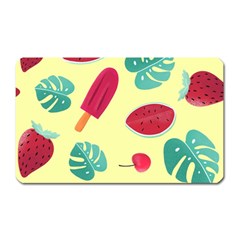 Watermelon Leaves Cherry Background Pattern Magnet (rectangular) by nate14shop