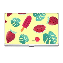 Watermelon Leaves Cherry Background Pattern Business Card Holder by nate14shop