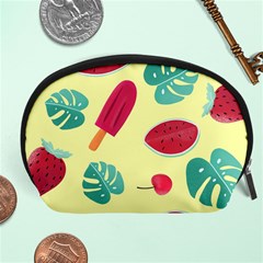 Watermelon Leaves Cherry Background Pattern Accessory Pouch (large) by nate14shop