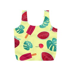 Watermelon Leaves Cherry Background Pattern Full Print Recycle Bag (s) by nate14shop