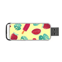 Watermelon Leaves Cherry Background Pattern Portable Usb Flash (two Sides) by nate14shop