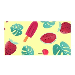 Watermelon Leaves Cherry Background Pattern Satin Wrap 35  X 70  by nate14shop