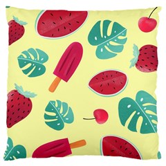 Watermelon Leaves Cherry Background Pattern Large Cushion Case (two Sides) by nate14shop