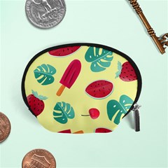 Watermelon Leaves Cherry Background Pattern Accessory Pouch (small) by nate14shop