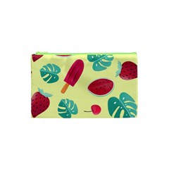 Watermelon Leaves Cherry Background Pattern Cosmetic Bag (xs) by nate14shop