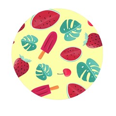 Watermelon Leaves Cherry Background Pattern Mini Round Pill Box (pack Of 5) by nate14shop