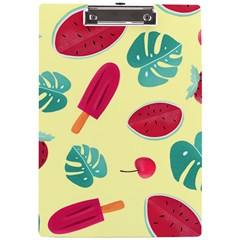 Watermelon Leaves Cherry Background Pattern A4 Clipboard by nate14shop