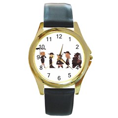 American Horror Story Cartoon Round Gold Metal Watch by nate14shop