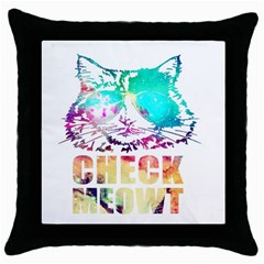 Check Meowt Throw Pillow Case (black) by nate14shop