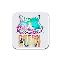 Check Meowt Rubber Square Coaster (4 Pack) by nate14shop