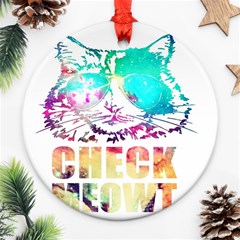 Check Meowt Round Ornament (two Sides) by nate14shop