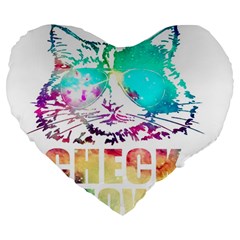 Check Meowt Large 19  Premium Flano Heart Shape Cushions by nate14shop