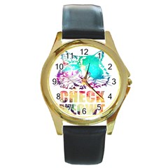 Check Meowt Round Gold Metal Watch by nate14shop