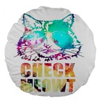 Check Meowt Large 18  Premium Flano Round Cushions Back