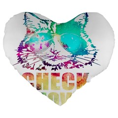 Check Meowt Large 19  Premium Heart Shape Cushions by nate14shop